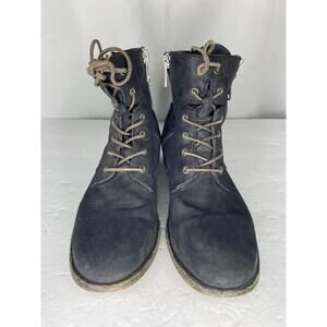 ALLSAINTS Men's 42 EUR / 9 US Black Leather Double Side Zip Lace Up Boots